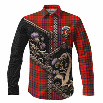 Matheson Tartan Crest Long Sleeve Button Shirts Scottish Thistle Loch Ness Monster