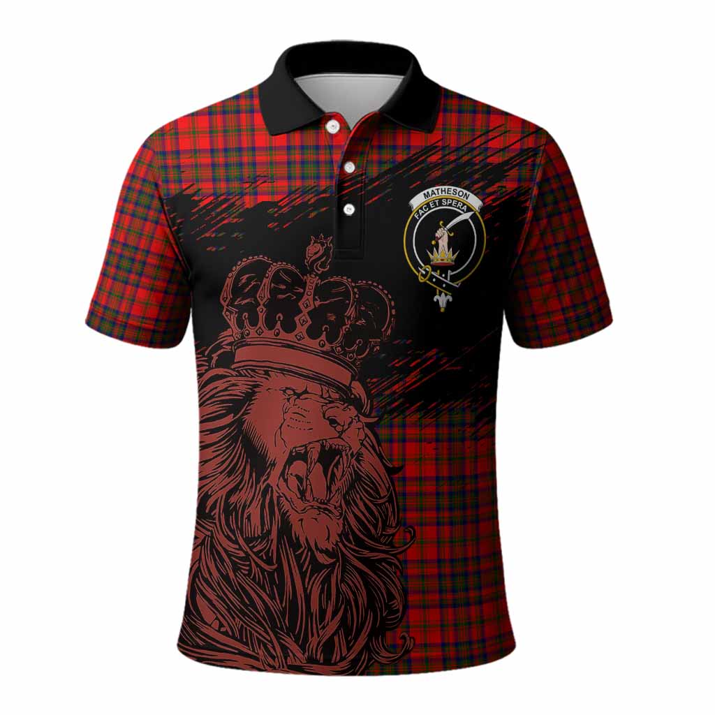 Matheson Tartan Crest Polo Shirt Crowned Lion Heritage Style