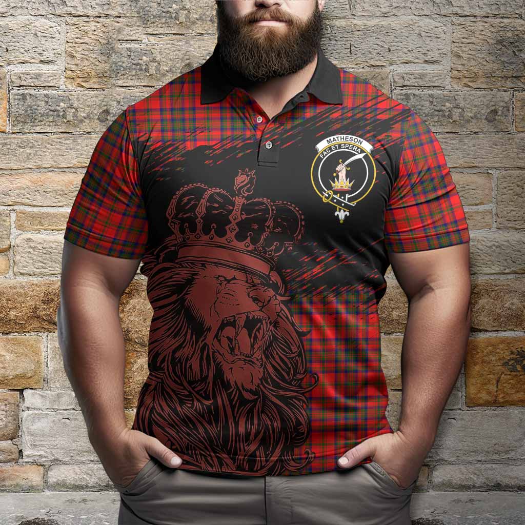 Matheson Tartan Crest Polo Shirt Crowned Lion Heritage Style