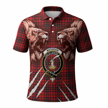 Matheson Tartan Crest Polo Shirt Ferocious Lion Style