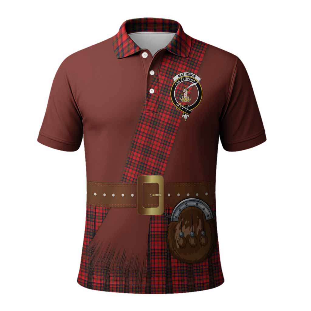 Matheson Tartan Crest Polo Shirt Kilt Costume Style