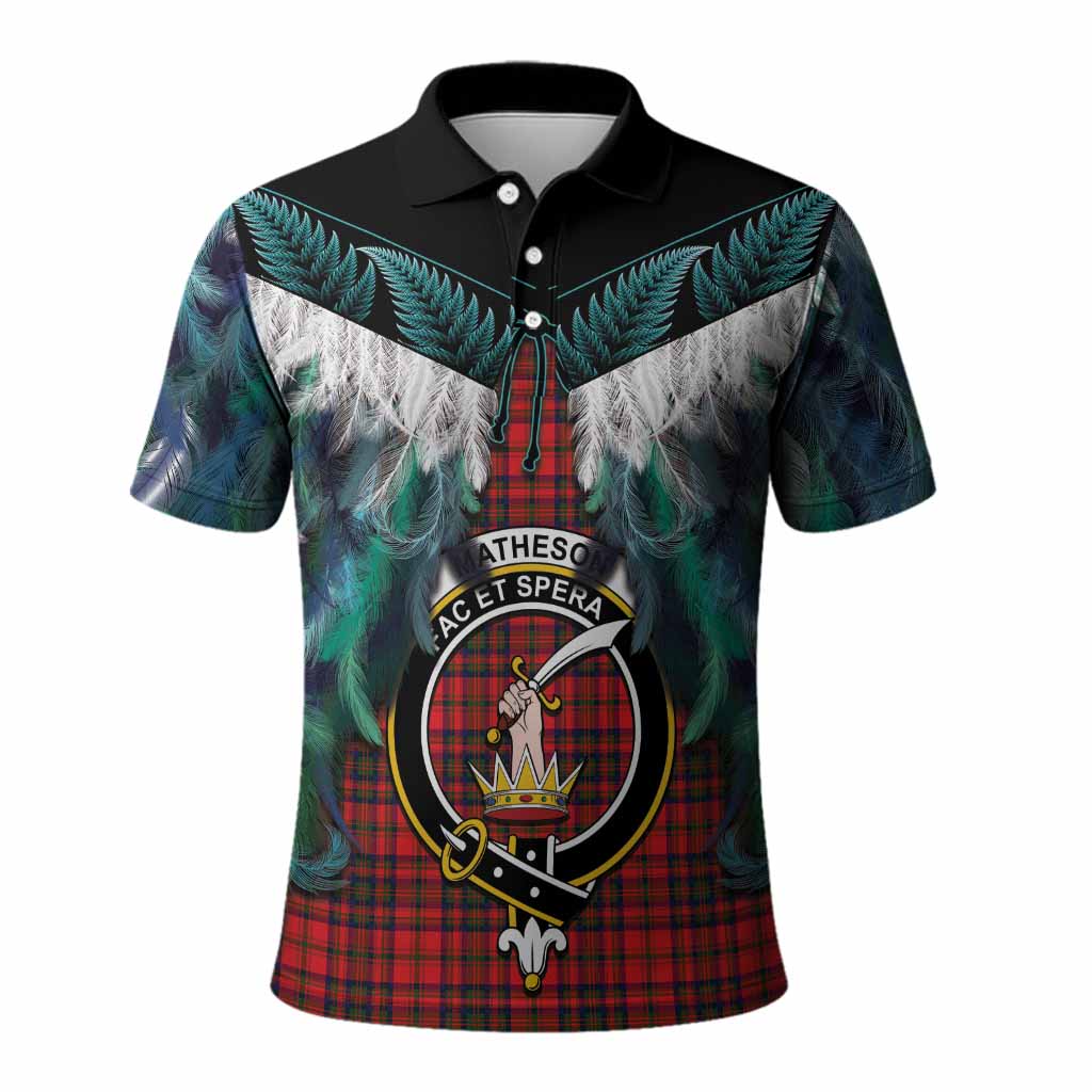 Matheson Tartan Crest Polo Shirt New Zealand Maori Korowai Cloak