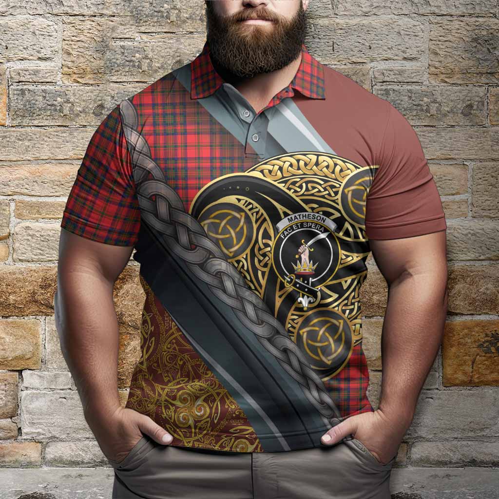Matheson Tartan Crest Polo Shirt Scottish Triskele Celtic