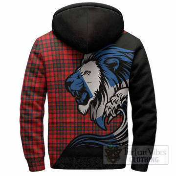 Matheson Tartan Crest Sherpa Hoodie Scottish Golden Lions Wave Flow