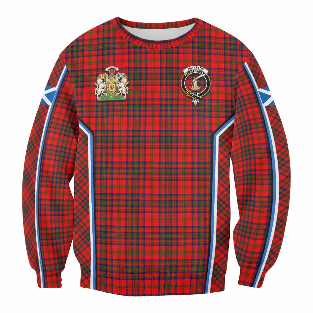 Matheson Tartan Crest Sweatshirt Scotland Coat of Arm Flag Style - Tartan Vibes Clothing