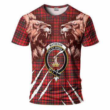 Matheson Tartan Crest T-Shirt Ferocious Lion Style