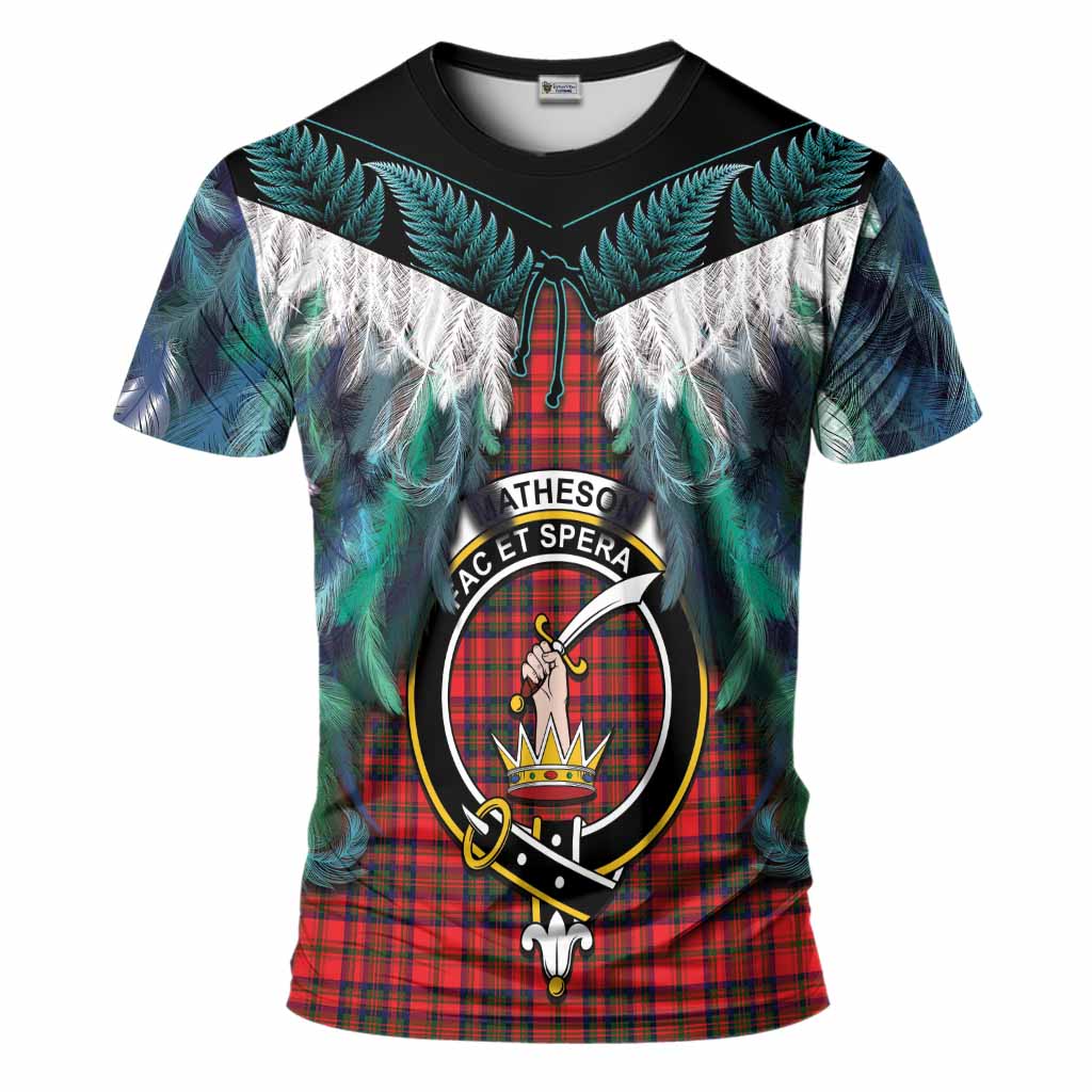 Matheson Tartan Crest T-Shirt New Zealand Maori Korowai Cloak