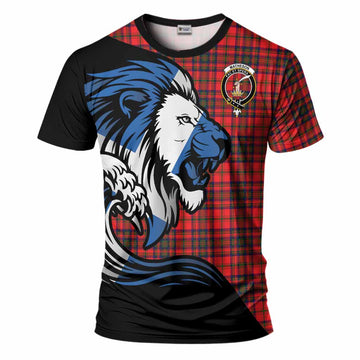 Matheson Tartan Crest T-Shirt Scottish Golden Lions Wave Flow