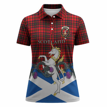 Matheson Tartan Crest Women Polo Shirt Scottish Unicorn With Thistle
