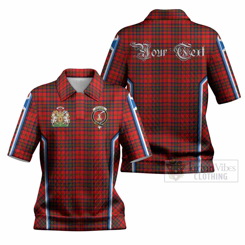 Matheson Tartan Crest Women’s Polo Sweater Top Scotland Coat of Arm Flag Style