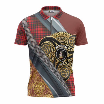 Matheson Tartan Crest Zipper Polo Shirt Scottish Triskele Celtic