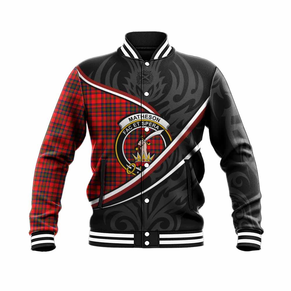 Matheson Tartan Family Crest Baseball Jacket Celtic Scottish Thistle Floral - Tartan Vibes Clothing