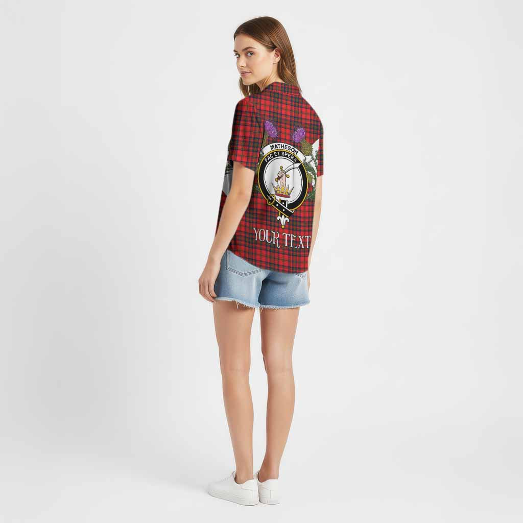 Matheson Tartan Family Crest Cotton Hawaiian Shirt Scottish Burns Night Thistle Floral