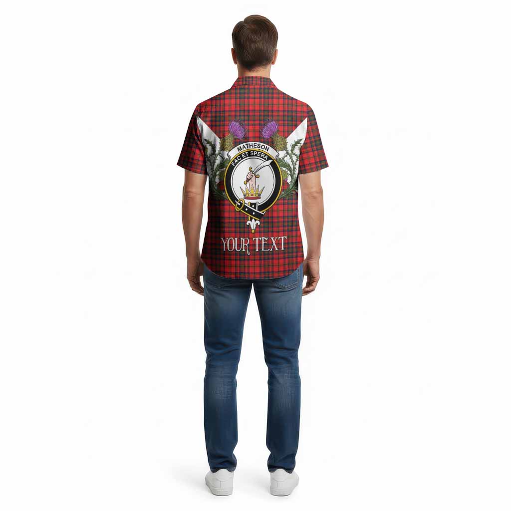 Matheson Tartan Family Crest Cotton Hawaiian Shirt Scottish Burns Night Thistle Floral