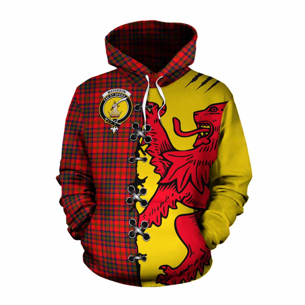 Matheson Tartan Family Crest Cotton Hoodie Lion Rampant Honor - Tartan Vibes Clothing