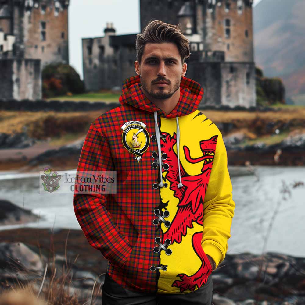 Matheson Tartan Family Crest Cotton Hoodie Lion Rampant Honor - Tartan Vibes Clothing