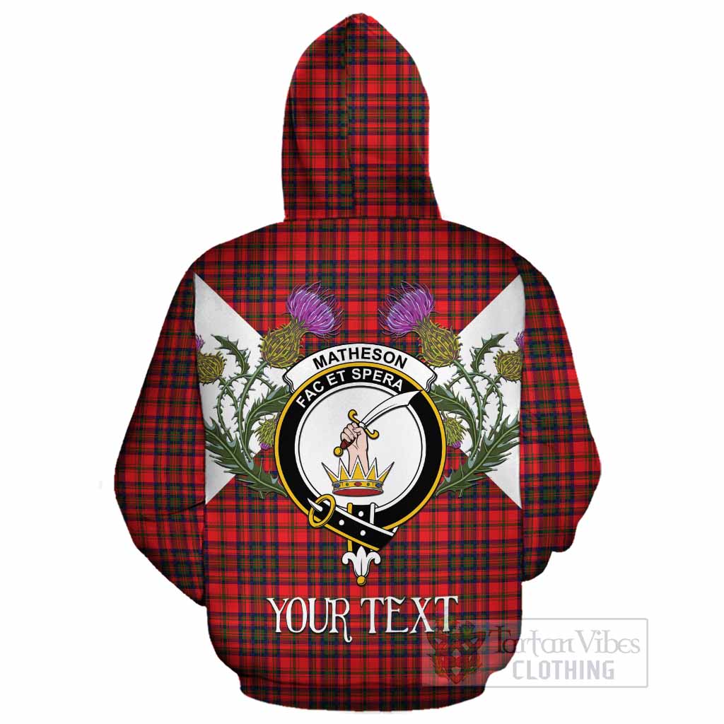 Matheson Tartan Family Crest Cotton Hoodie Scottish Burns Night Thistle Floral