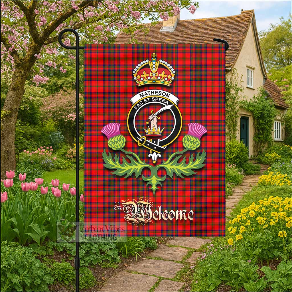 Matheson Tartan Family Crest Garden Flag Royal Thistle Welcome Style - Tartan Vibes Clothing