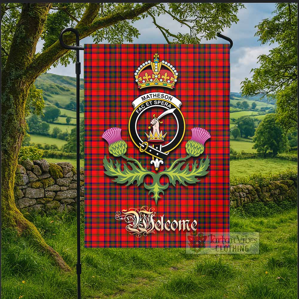 Matheson Tartan Family Crest Garden Flag Royal Thistle Welcome Style - Tartan Vibes Clothing