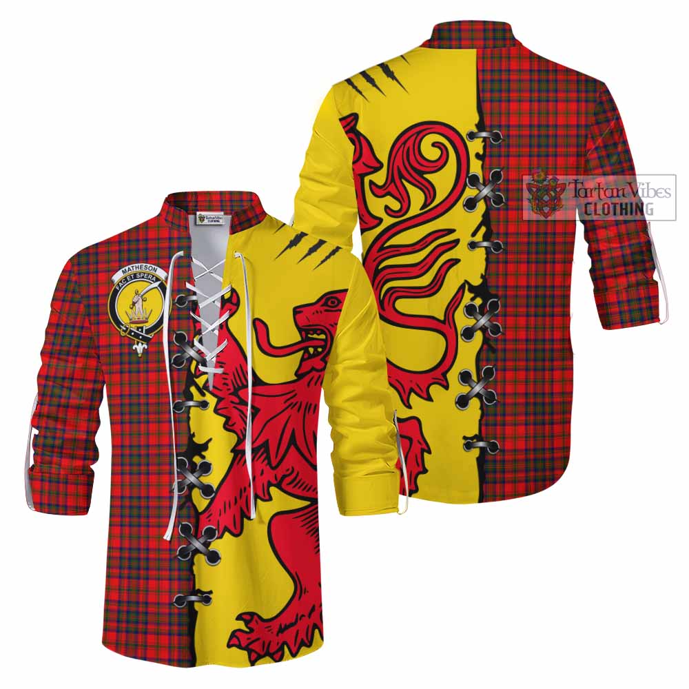 Matheson Tartan Family Crest Ghillie Kilt Shirt Lion Rampant Honor - Tartan Vibes Clothing