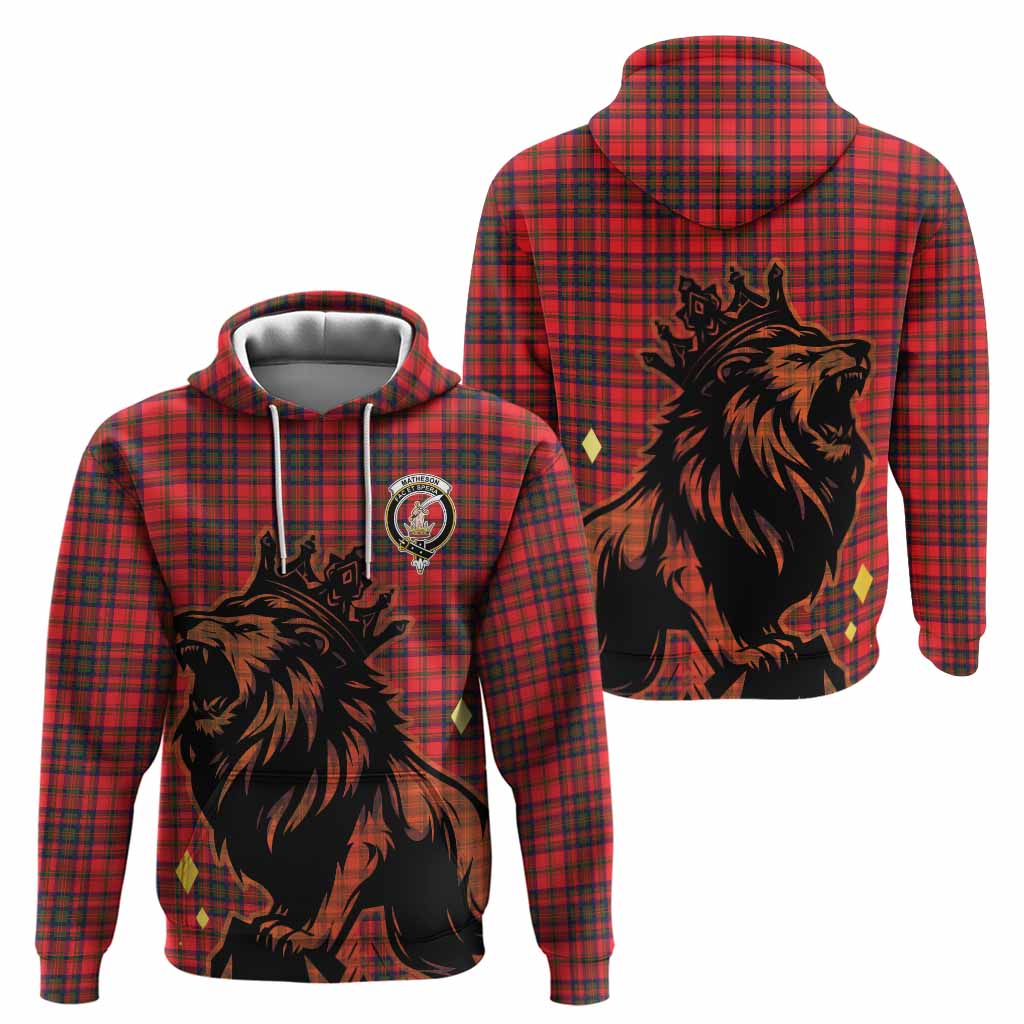 Matheson Tartan Family Crest Hoodie Crowned Lion Roaring