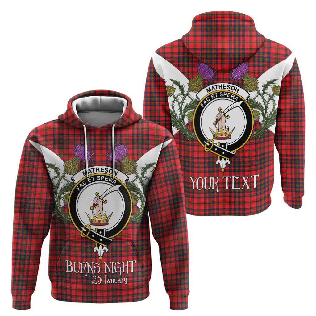 Matheson Tartan Family Crest Hoodie Scottish Burns Night Thistle Floral