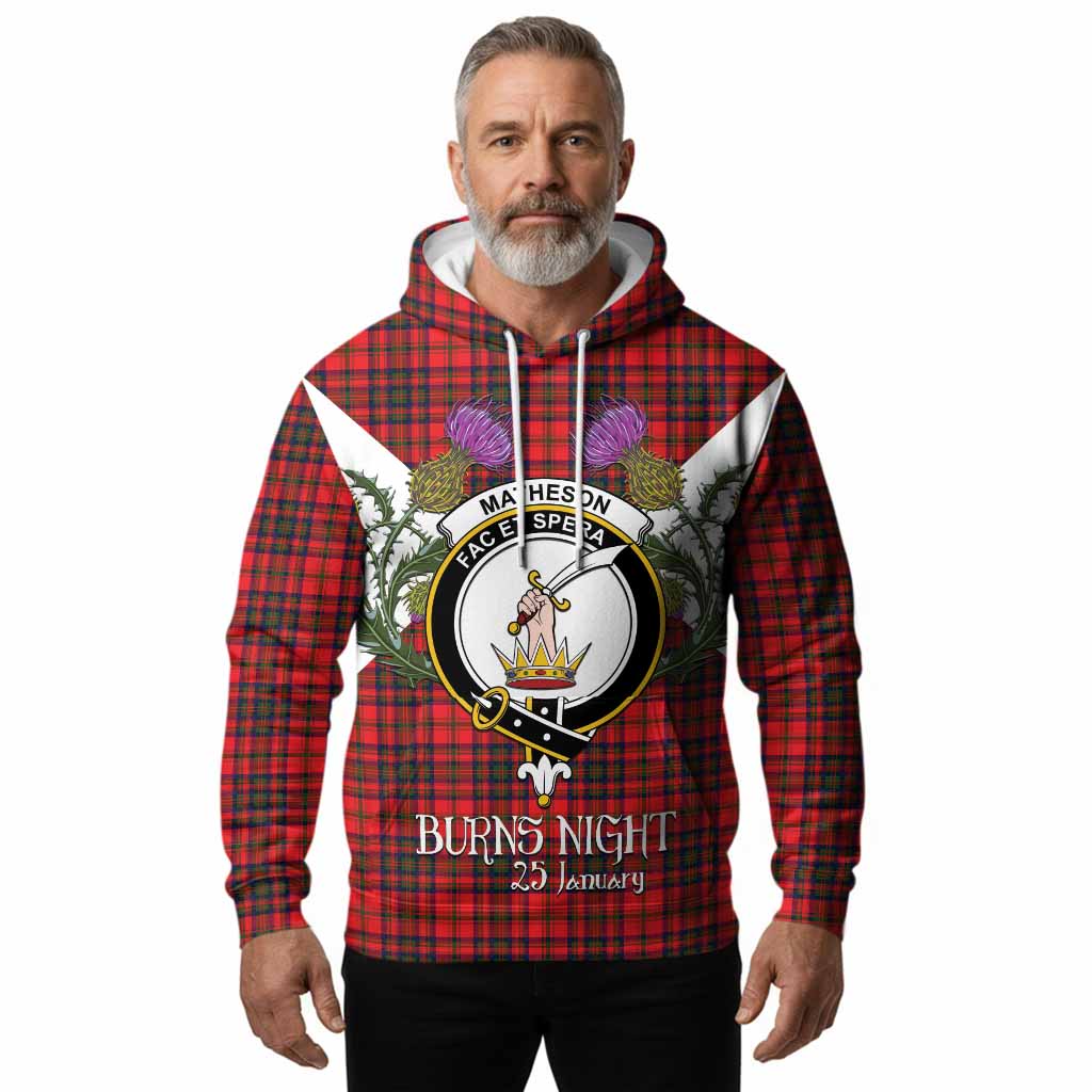 Matheson Tartan Family Crest Hoodie Scottish Burns Night Thistle Floral