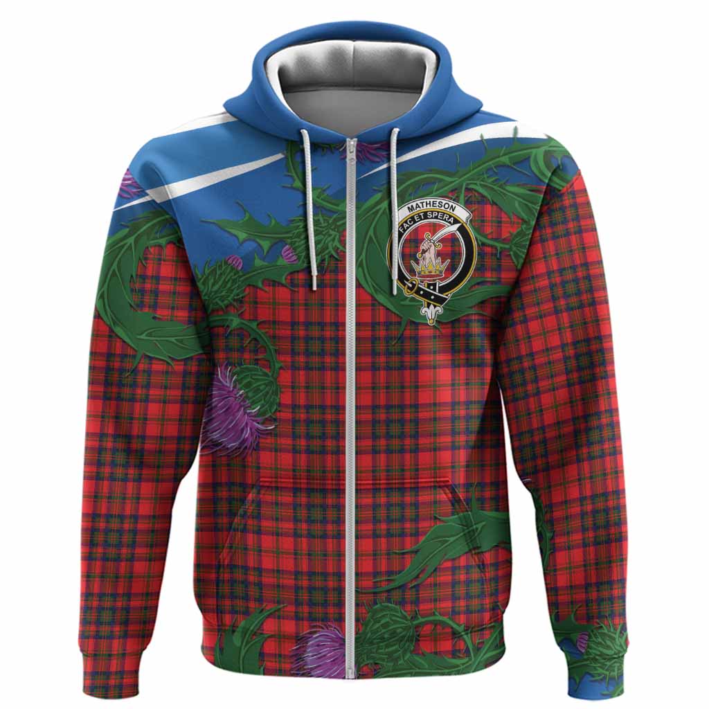 Matheson Tartan Family Crest Hoodie Thistle in Minimalism