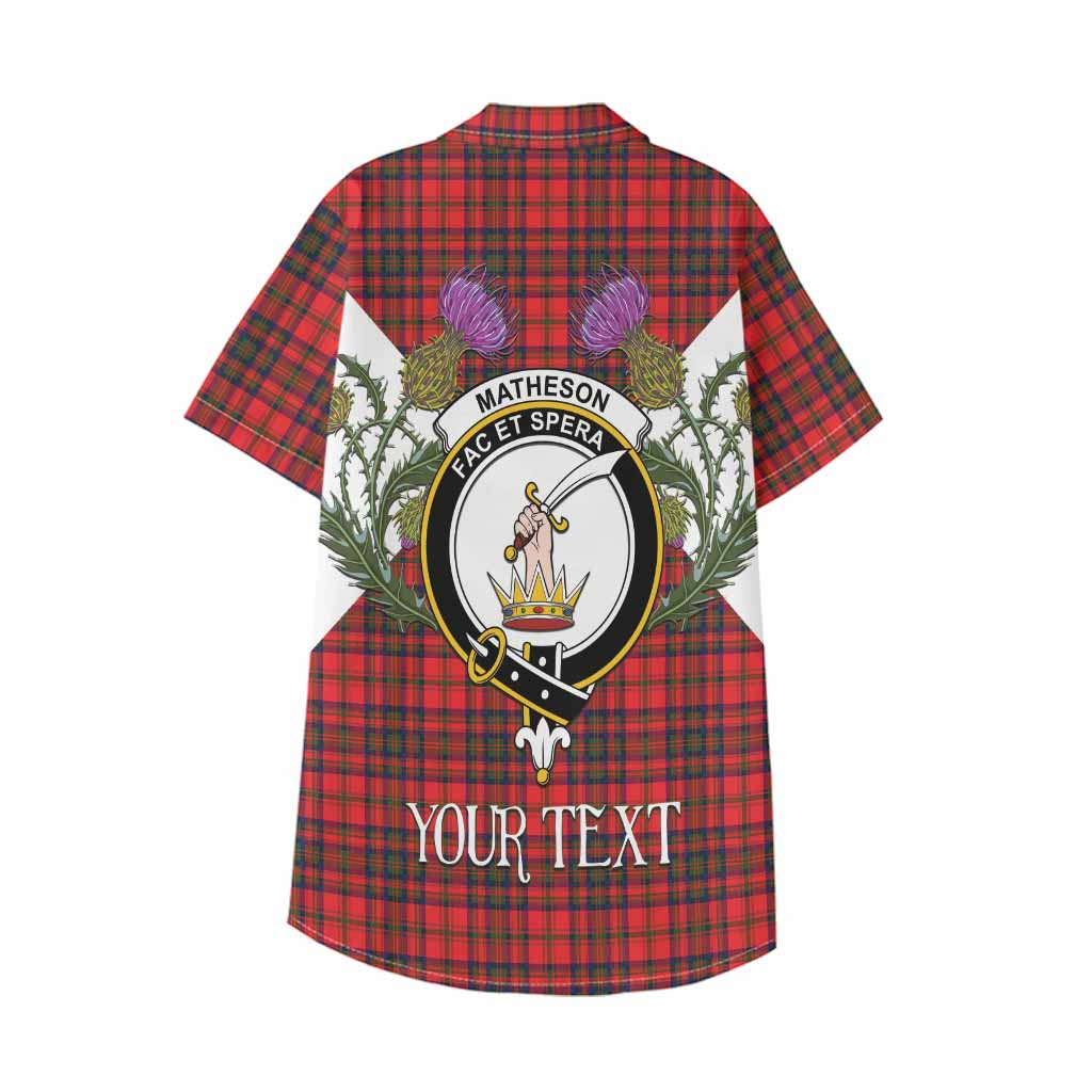 Matheson Tartan Family Crest Kid Hawaiian Shirt Scottish Burns Night Thistle Floral