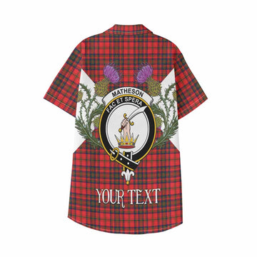 Matheson Tartan Family Crest Kid Hawaiian Shirt Scottish Burns Night Thistle Floral