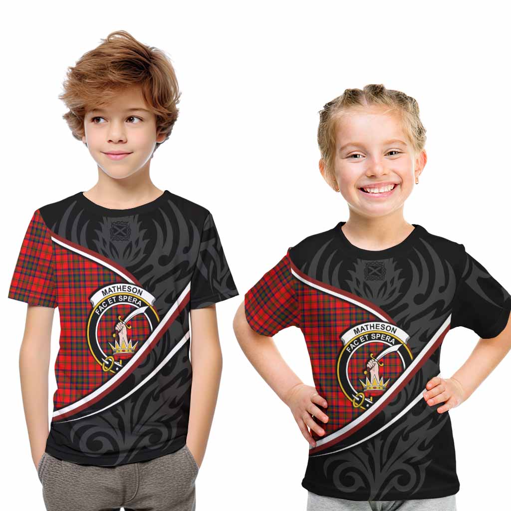 Matheson Tartan Family Crest Kid T-shirt Celtic Scottish Thistle Floral - Tartan Vibes Clothing
