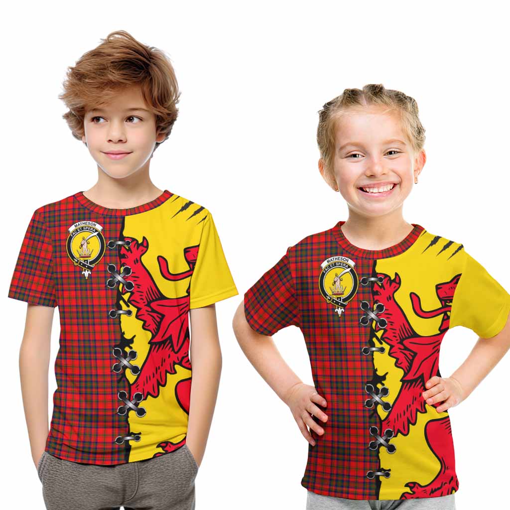 Matheson Tartan Family Crest Kid T-shirt Lion Rampant Honor - Tartan Vibes Clothing