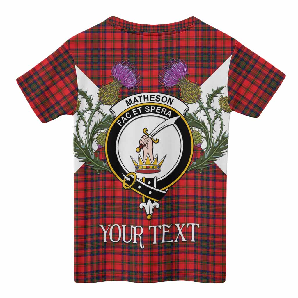 Matheson Tartan Family Crest Kid T-shirt Scottish Burns Night Thistle Floral