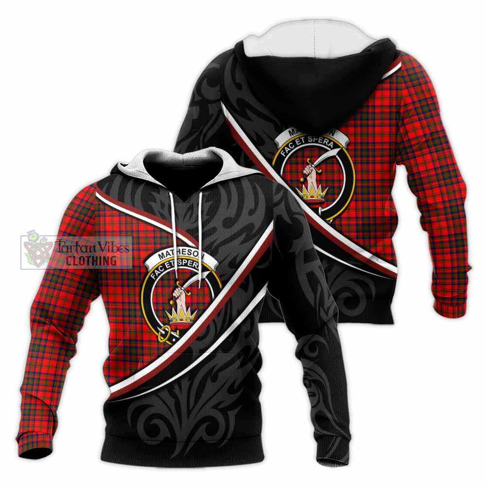 Matheson Tartan Family Crest Knitted Hoodie Celtic Scottish Thistle Floral - Tartan Vibes Clothing