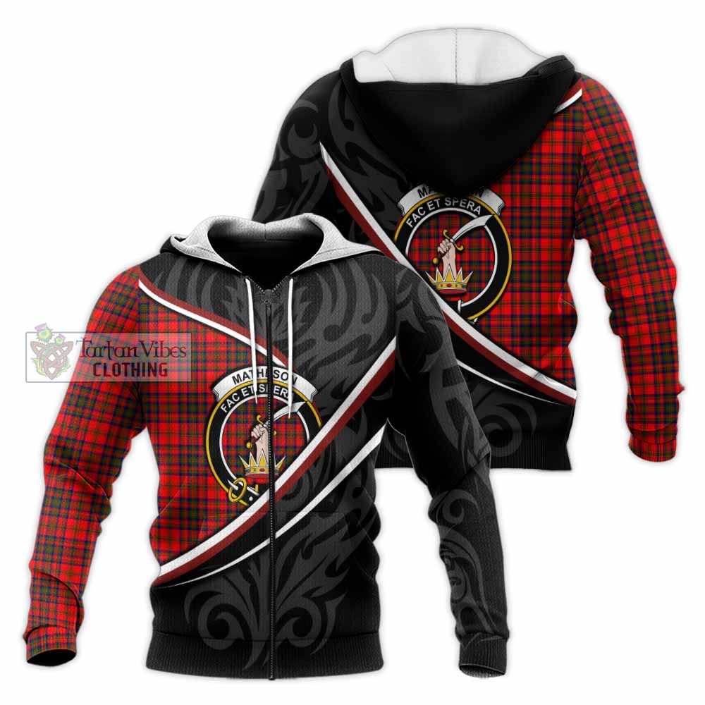 Matheson Tartan Family Crest Knitted Hoodie Celtic Scottish Thistle Floral - Tartan Vibes Clothing