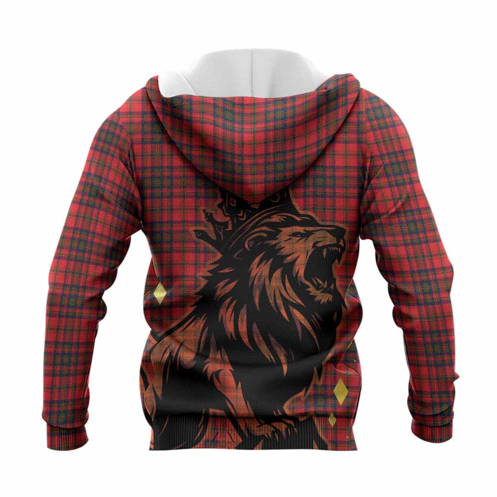 Matheson Tartan Family Crest Knitted Hoodie Crowned Lion Roaring