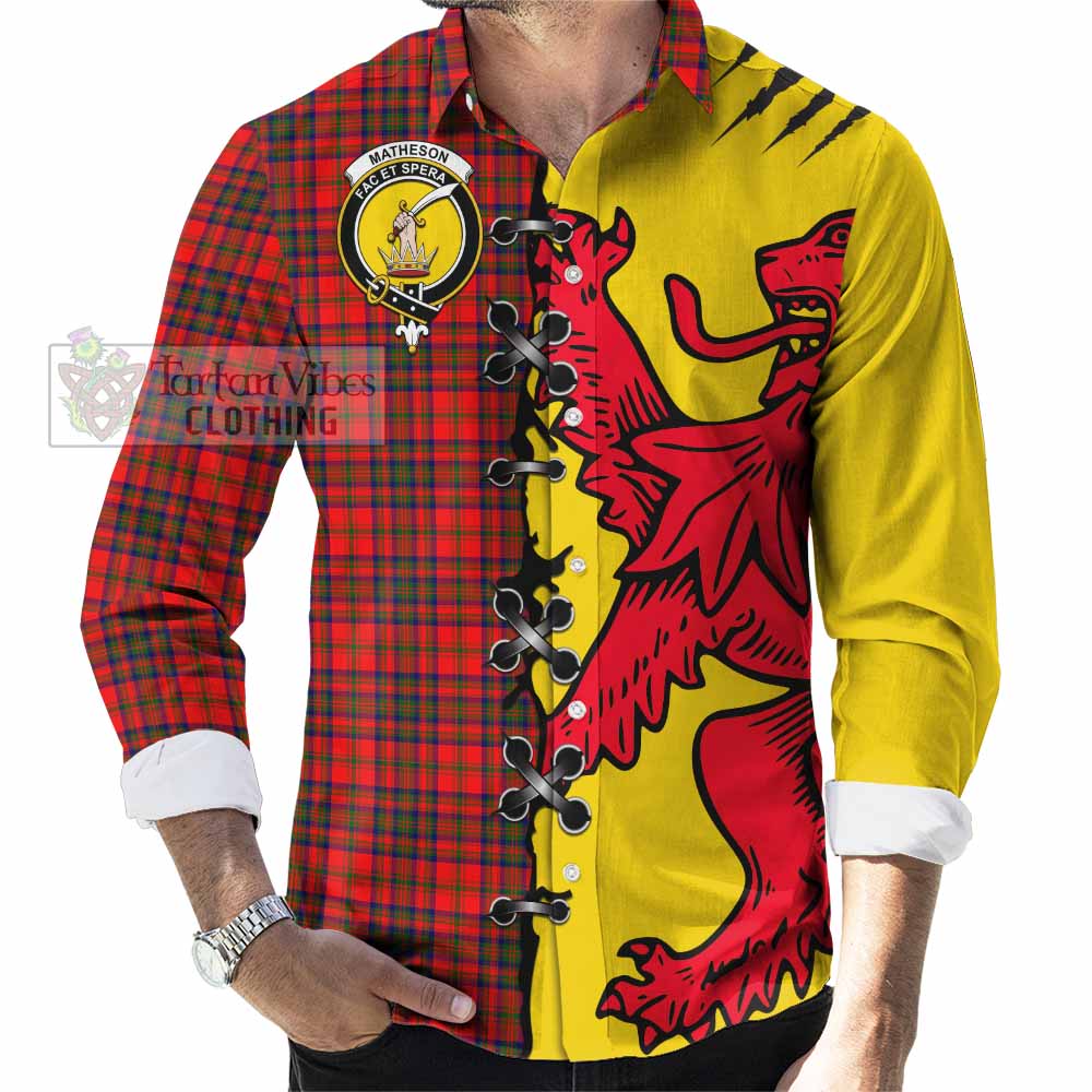 Matheson Tartan Family Crest Long Sleeve Button Shirts Lion Rampant Honor - Tartan Vibes Clothing