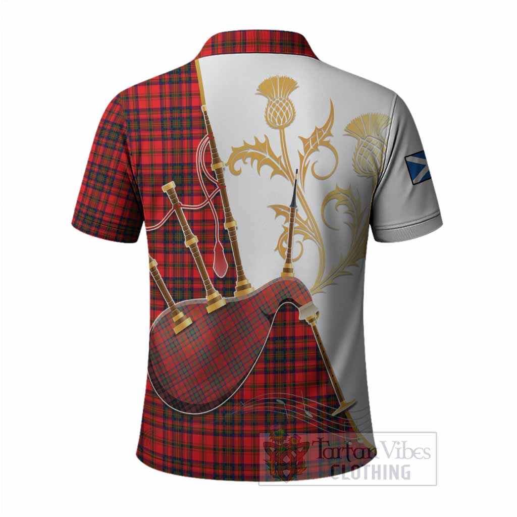 Matheson Tartan Family Crest Polo Shirt Bagpipes with Scottish Thistle