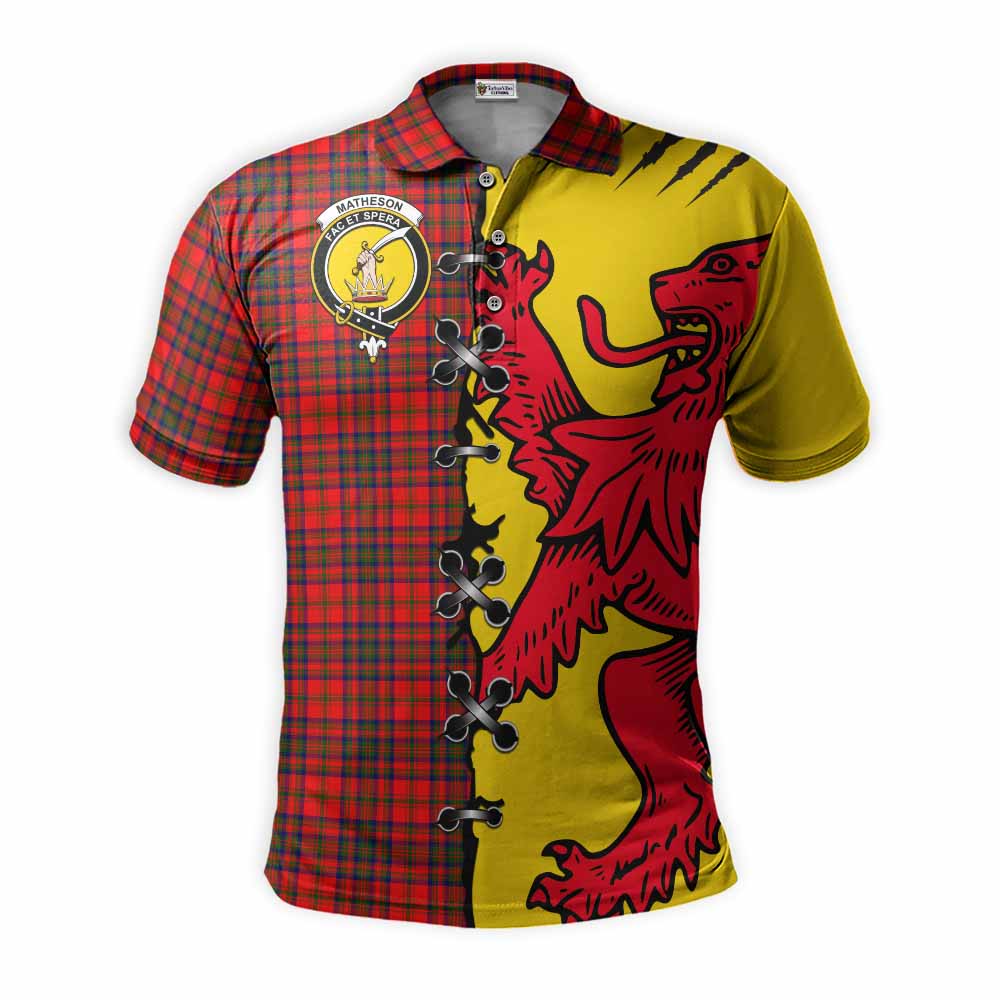 Matheson Tartan Family Crest Polo Shirt Lion Rampant Honor - Tartan Vibes Clothing