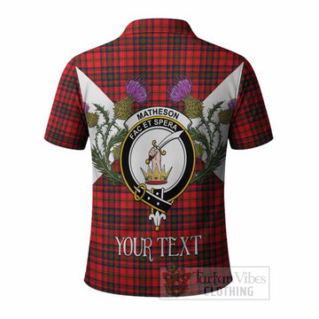 Matheson Tartan Family Crest Polo Shirt Scottish Burns Night Thistle Floral