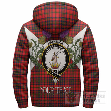 Matheson Tartan Family Crest Sherpa Hoodie Scottish Burns Night Thistle Floral