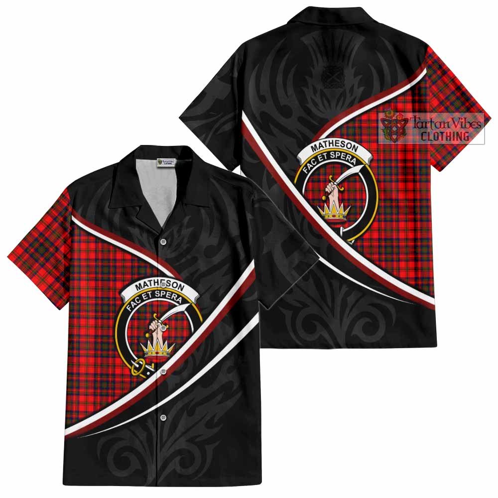 Matheson Tartan Family Crest Short Sleeve Button Shirt Celtic Scottish Thistle Floral - Tartan Vibes Clothing