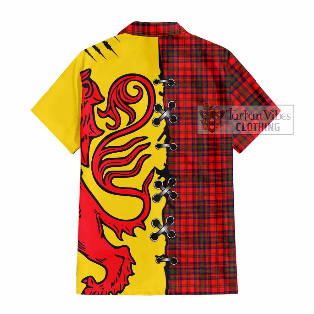 Matheson Tartan Family Crest Short Sleeve Button Shirt Lion Rampant Honor - Tartan Vibes Clothing