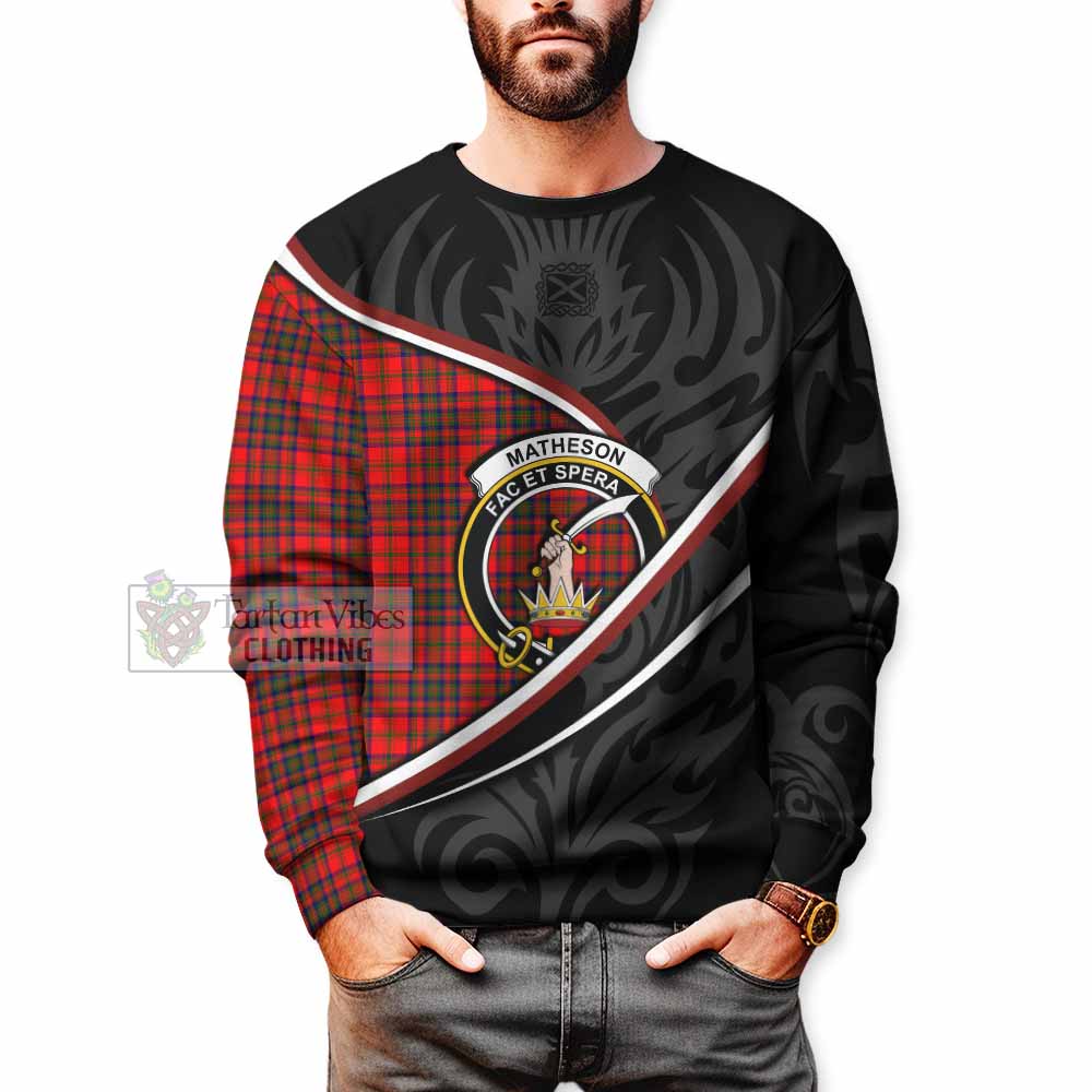 Matheson Tartan Family Crest Sweatshirt Celtic Scottish Thistle Floral - Tartan Vibes Clothing