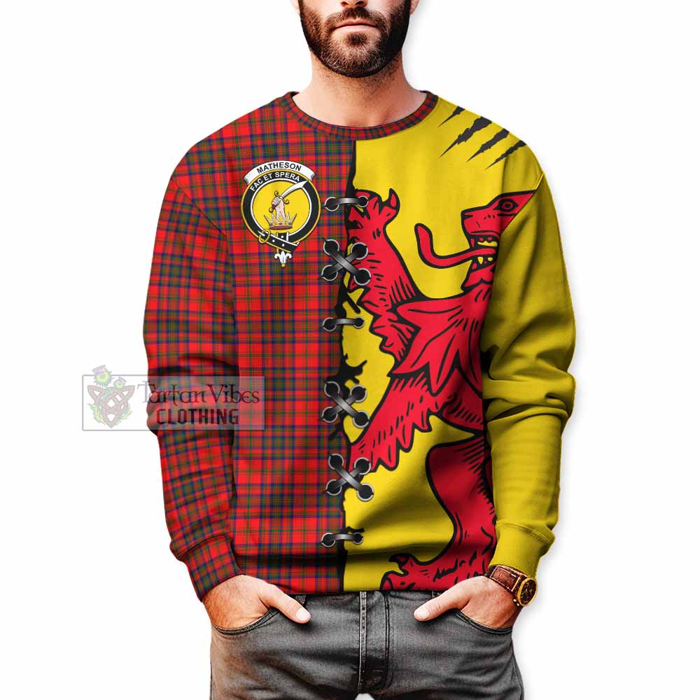 Matheson Tartan Family Crest Sweatshirt Lion Rampant Honor - Tartan Vibes Clothing