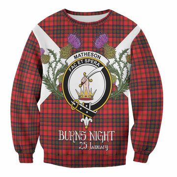 Matheson Tartan Family Crest Sweatshirt Scottish Burns Night Thistle Floral