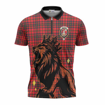 Matheson Tartan Family Crest Zipper Polo Shirt Crowned Lion Roaring