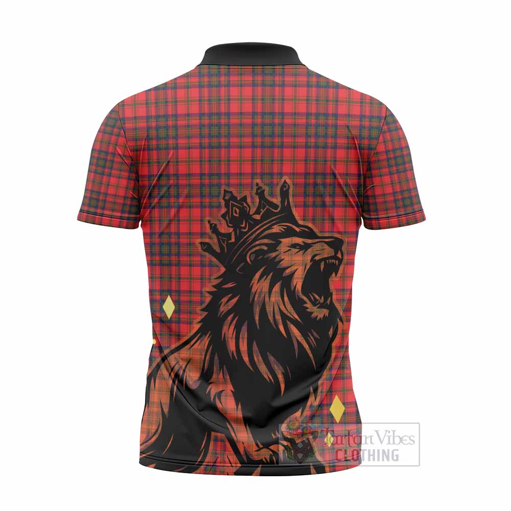 Matheson Tartan Family Crest Zipper Polo Shirt Crowned Lion Roaring