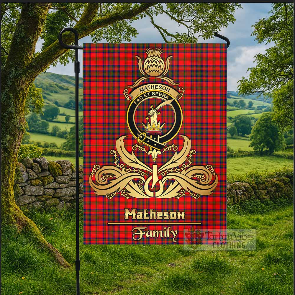 Matheson Tartan Garden Flag with Highland Thistle Cherish Family Crest Style - Tartan Vibes Clothing