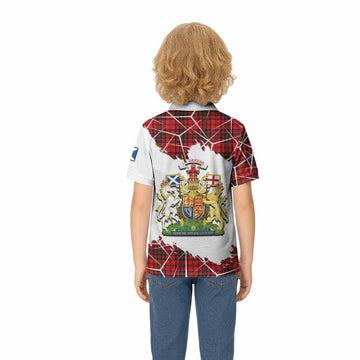 Matheson Tartan Kid Polo Shirt with Family Crest and Lion Rampant Grunge Style